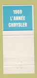 Matchbook Cover - Chrysler Canada 1969 Valiant Signet 30 Strike