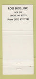 Matchbook Cover - Massey Ferguson Tractors Rose Bros Lingle WY 30 Strike