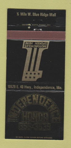 Matchbook Cover - Independence Honda Motorcycles Independence MO 30 Strike
