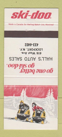 Matchbook Cover - Ski Doo Snowmobiles Hall's Auto Sales Lockport NY 30 Strike