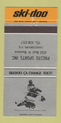 Matchbook Cover - Ski Doo Snowmobiles Presto Sports Charlesbourg QC 30 Strike