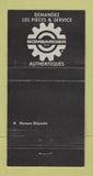 Matchbook Cover - Ski Doo Snowmobiles Theriault Auto Ste Perpetue QC 30 Strike