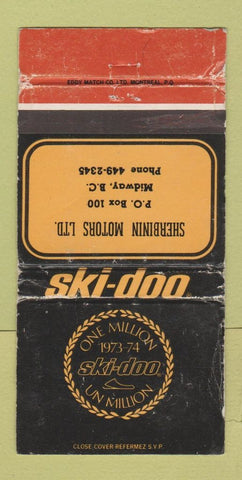 Matchbook Cover - Ski Doo Snowmobiles 1973 Midway BC WORN 30 Strike