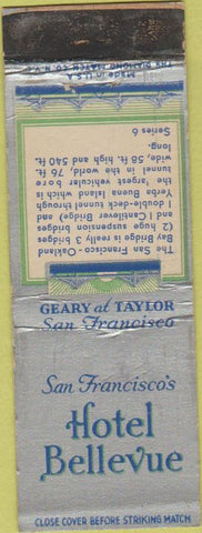 Matchbook Cover - Hotel Bellevue San Francisco CA