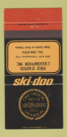 Matchbook Cover - Ski Doo Snowmobiles L'Assomption QC 1973 30 Strike