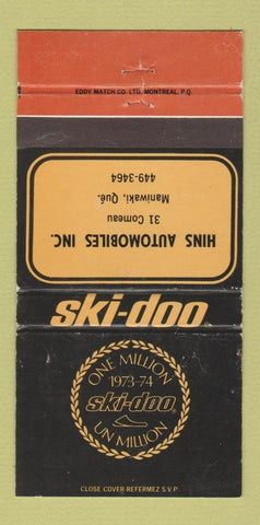 Matchbook Cover - Ski Doo Snowmobiles 1973 Hins Maniwaki QC WEAR 30 Strike