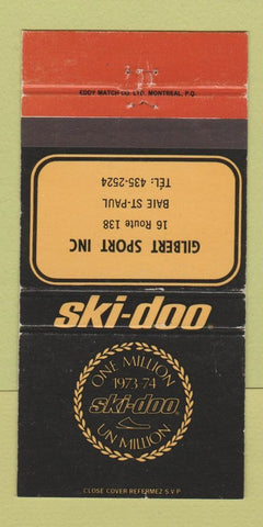 Matchbook Cover - Ski Doo Snowmobiles 1973 Baie St Paul QC WEAR 30 Strike