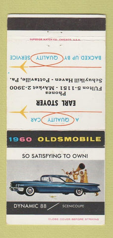 Matchbook Cover - 1960 Oldsmobile Earl Stoyer Pottsville PA 30 Strike