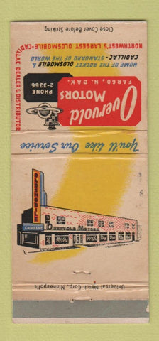 Matchbook Cover - Overvold Motors Oldsmobile Cadillac Fargo ND 30 Strike