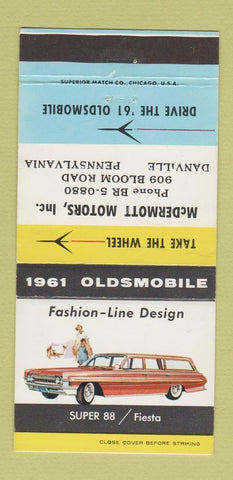 Matchbook Cover - 1961 Oldsmobile McDermott Danville PA 30 Strike