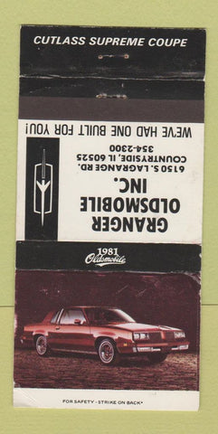 Matchbook Cover - Granger Oldsmobile Cutlass Countryside IL WEAR 30 Strike