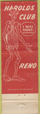 Matchbook Cover - Harolds Club Reno NV 1960 casino