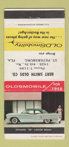 Matchbook Cover - 1958 Oldsmobile Bert Smith St Petersburg FL WEAR 30 Strike