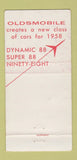 Matchbook Cover - 1958 Oldsmobile Bert Smith St Petersburg FL WEAR 30 Strike