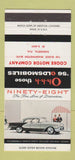 Matchbook Cover - 1956 Oldsmobile Cooke Motors Sarasota FL 30 Strike