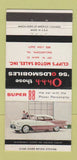 Matchbook Cover - 1956 Oldsmobile Clipp's Dallastown PA 30 Strike