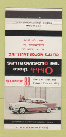 Matchbook Cover - 1956 Oldsmobile Clipp's Dallastown PA 30 Strike