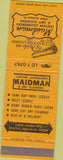 Matchbook Cover - Maidman Laundry Philadelphia PA orange