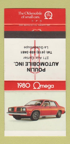 Matchbook Cover - 1980 Oldsmobile Omega Poulin La Guadeloupe QC #2 30 Strike