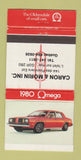 Matchbook Cover - 1980 Oldsmobile Omega Caron Morin Quebec QC 30 Strike