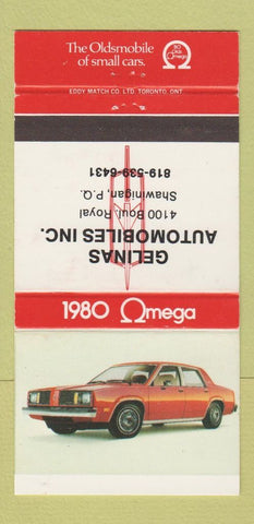 Matchbook Cover - 1980 Oldsmobile Omega Gelinas Shawinigan QC 30 Strike