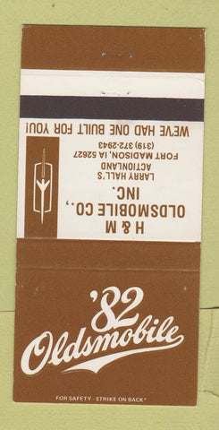 Matchbook Cover - 1982 Oldsmobile H&M Fort Madison IA 30 Strike