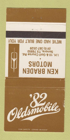 Matchbook Cover - 1982 Oldsmobile Ken Braden Sonora TX 30 Strike