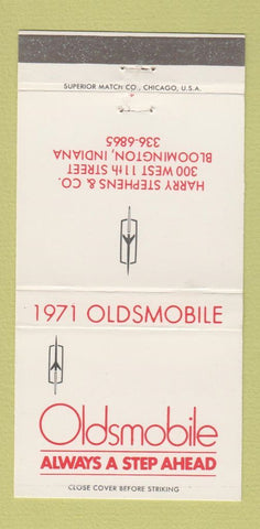 Matchbook Cover - 1971 Oldsmobile Harry Stephens Bloomington IN 30 Strike