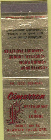 Matchbook Cover - Cimarron Restaurant Klamath Falls OR cactus