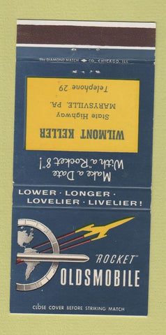 Matchbook Cover - Oldsmobile Rocket Wilmont Keller Marysville PA 30 Strike