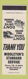 Matchbook Cover - Middleton's Standard oil gas Ellettsville IN