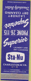 Matchbook Cover - Superior Laundry Charleston WV