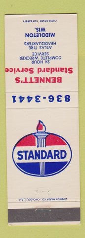 Matchbook Cover - Bennett's Standard oil gas Middleton WI