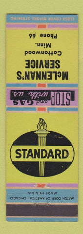Matchbook Cover - McLennan's Standard oil gas Cottonwood MN low phone #