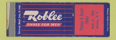 Matchbook Cover - Roblee Men's Shoes Thomas & Dwyer Batavia NY