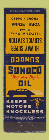 Matchbook Cover - Sunoco oil gas Hi Way Service York PA