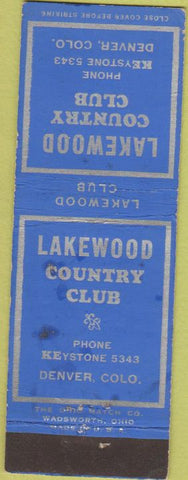 Matchbook Cover - Lakewood Country Club Denver CO