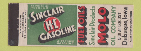 Matchbook Cover - Sinclair oil gas Molo Dubuque IA