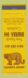 Matchbook Cover - Baraka Inn Cougar's Lounge Waterloo IA