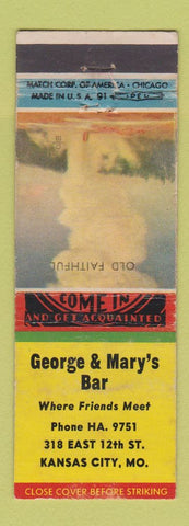 Matchbook Cover - George & Mary's Bar Kansas City MO WEAR