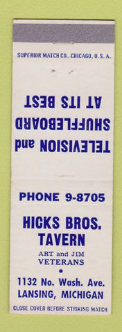 Matchbook Cover - Hicks Bros Tavern Lansing MI