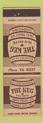 Matchbook Cover - The Keg Kansas City MO Budweiser Beer