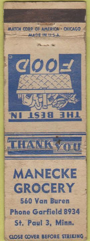 Matchbook Cover - Manecke Grocery ST Paul MN WORN