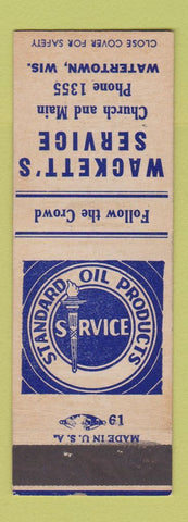 Matchbook Cover - Wackett's Standard oil gas Watertown WI