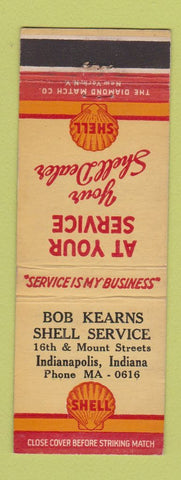 Matchbook Cover - Bob Kearns Shell oil gas Indianapolis IN