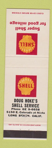 Matchbook Cover - Doug Koke's Shell oil gas Long Beach CA