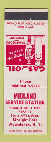 Matchbook Cover - Midland Texaco oil gas Wyandanch NY