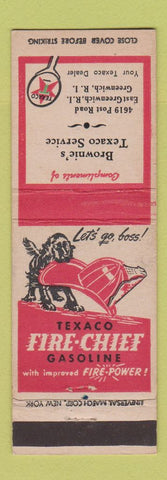 Matchbook Cover - Brownie's Texaco oil gas Greenwich RI