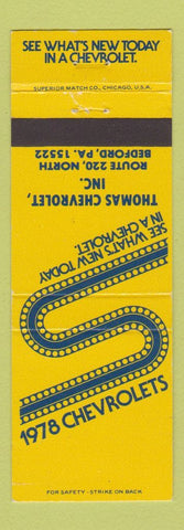 Matchbook Cover - 1978 Chevrolet Thomas Bedford PA