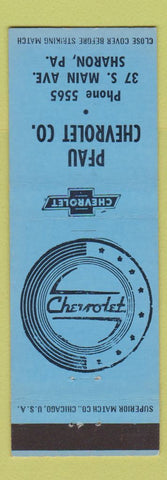 Matchbook Cover - Pfau Chevrolet Sharon PA